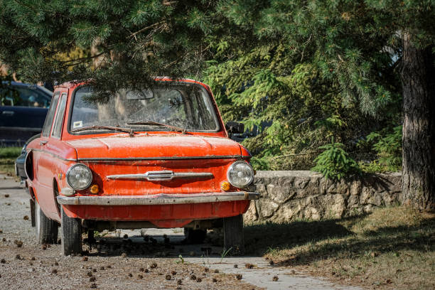 istock Russian old red retro car 1383229834