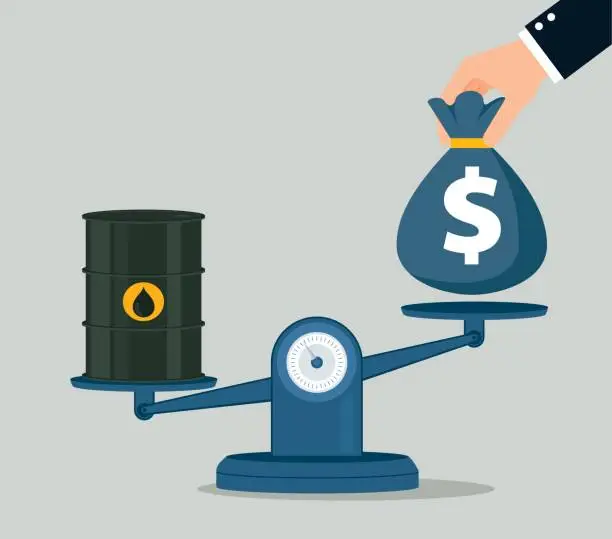 Vector illustration of Oil barrels - scales