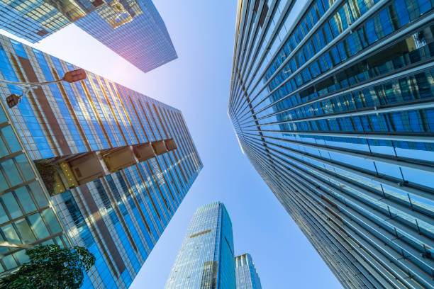 istock Gigantic skyscrapers from below 1383239299