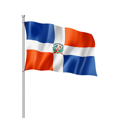 Dominican Republic flag, three dimensional render, isolated on white