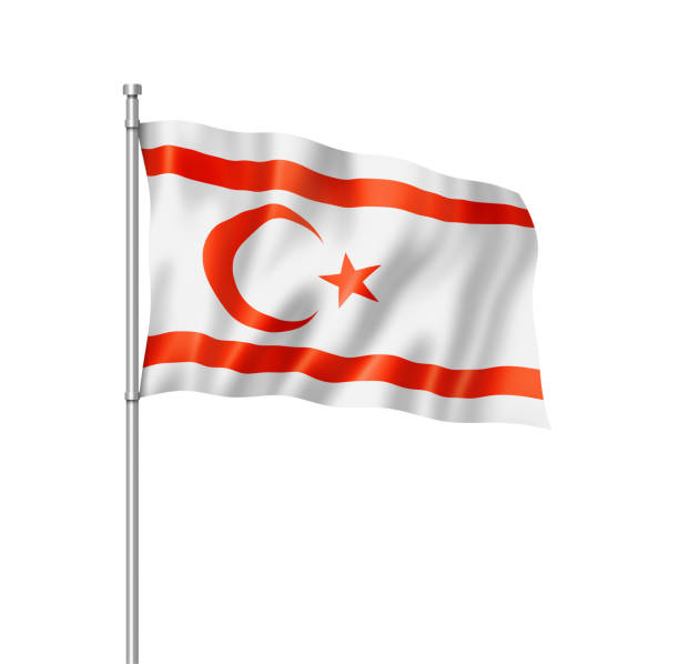 Northern Cyprus flag, three dimensional render, isolated on white