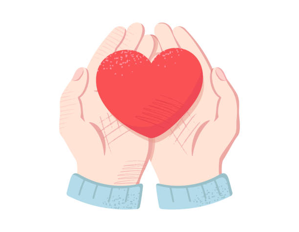 istock Clip art of holding a heart with both hands, Vector illustration on white background 1383346823