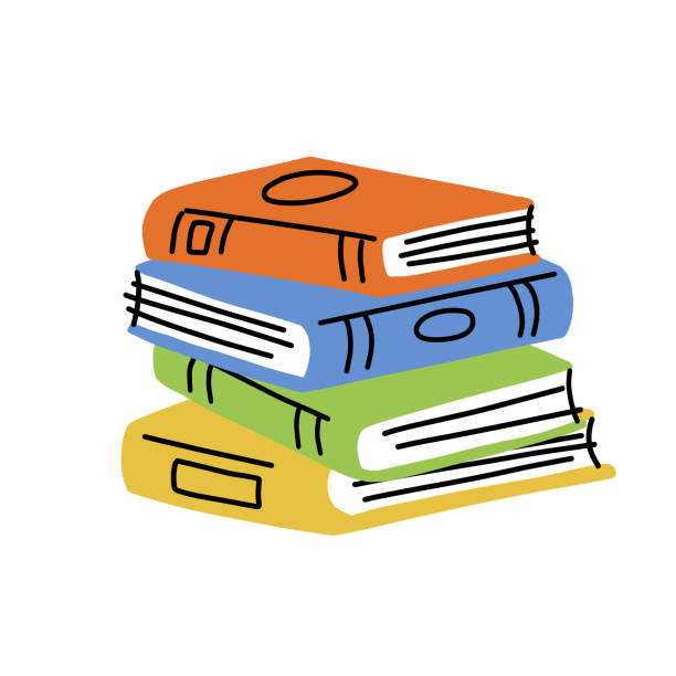 Pile of Book in cartoon style. Education and knowledge. Details of school and library. Stack of Closed cover. Modern trendy design. Many object Pile of Book in cartoon style. Education and knowledge. Details of school and library. Stack of Closed cover. Modern trendy design. Many object book club stock illustrations