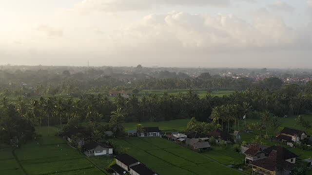 Aerial drone view of local village