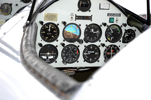 biplane cockpit and control panel