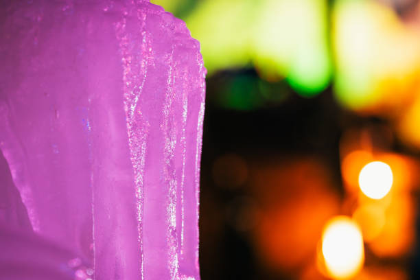 Illuminated icicle field in winter, Jan. 2022