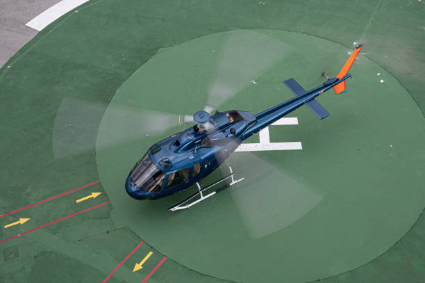 Blue Helicopter isolated on white background. 3D render