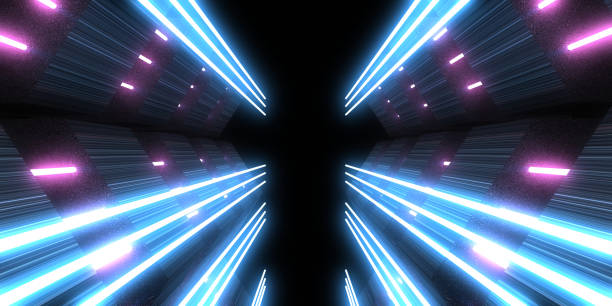 istock 3D abstract background with neon lights. neon tunnel  .space construction . .3d illustration 1383388622