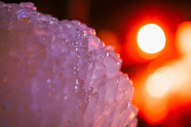 Illuminated icicle field in winter, Jan. 2022