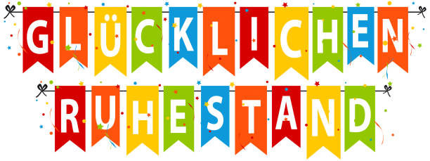 istock German Party Flags Happy Retirement - Colorful Vector Illustration With Streamers And Confetti - Isolated On White Background 1383390099
