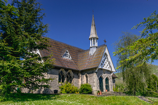 Small church in Ilam village, Dovedale, Peak District, UK