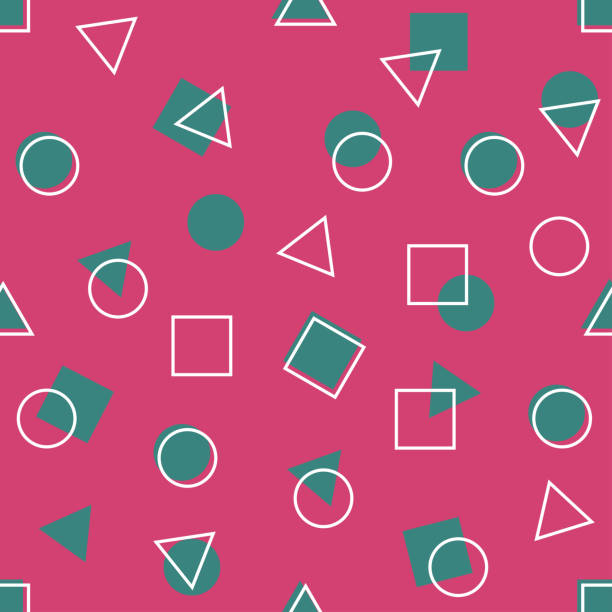 stockillustraties, clipart, cartoons en iconen met seamless pattern on pink background squares circles triangles - squid games