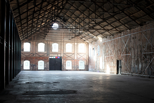 Large  Empty  Iron and  Brick Wall Hangar
