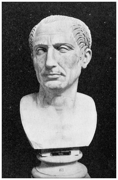 Antique travel photographs of Rome: Bust of Julius Caesar Antique travel photographs of Rome: Bust of Julius Caesar julius caesar bust stock illustrations