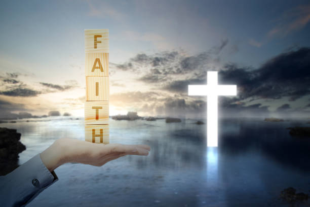 istock Christian Cross on the lake 1383408959