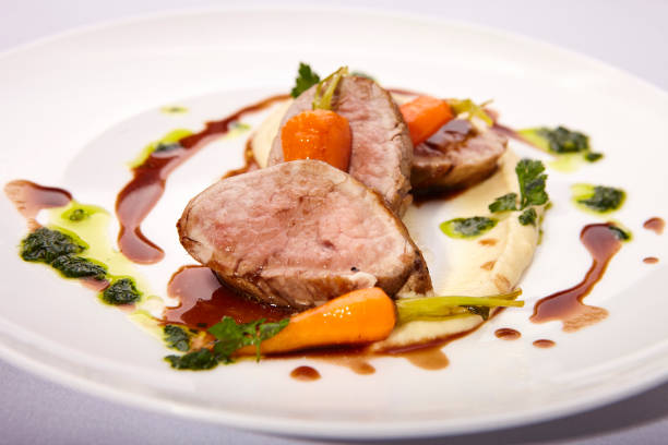 istock Filet mignon of veal with wine sauce, mashed potatoes, mini carrots, 1383411674