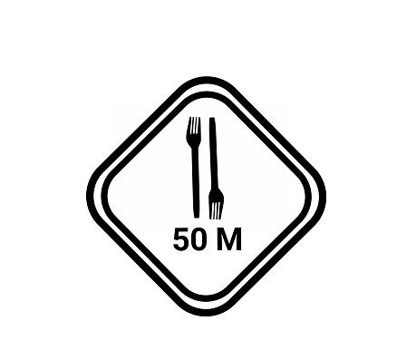 cross fork icon and 50 M