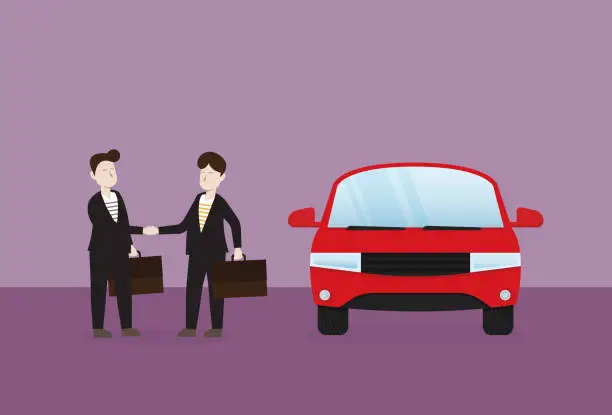 Vector illustration of The businessman buys a new car