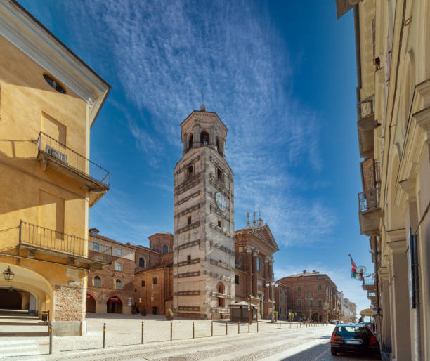 Fossano, Italy, the Civic bell tower and Cathedral