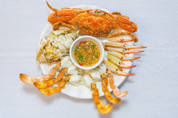 istock Steamed Blue swimming crab. 1383423158