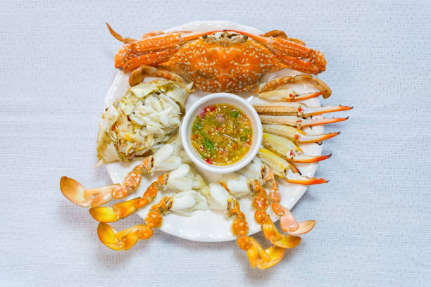 istock Steamed Blue swimming crab. 1383423159