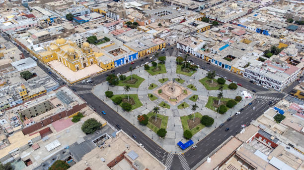Plaza de Armas in the Historic Center of the city of Trujillo. Plaza de Armas in the Historic Center of the city of Trujillo, Peru. trujillo peru stock pictures, royalty-free photos & images