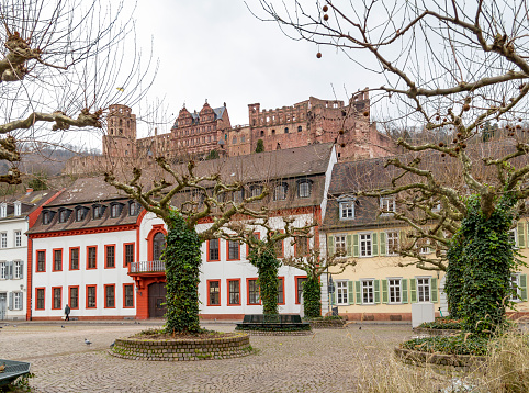 Impression of Heidelberg with castle in Germany at winter time