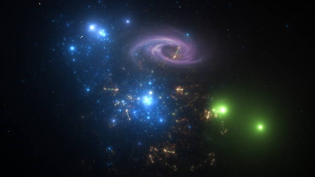 istock Panorama Space scene with planets, stars and galaxies. Banner template. Many Nebulae and galaxies in space, many light years away. Deep Universe. Large-scale structure 3D rendered 1383438246