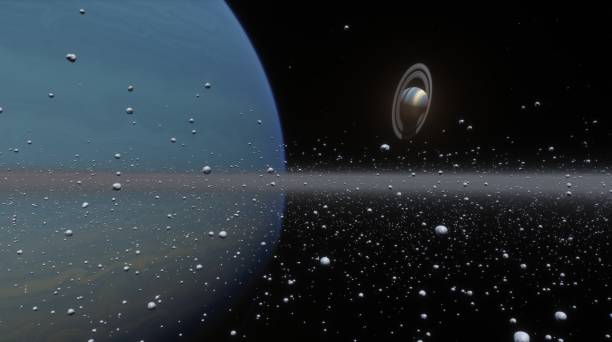 istock Fantastic planet, Saturn rings. Gas giant planet with an asteroid ring around its orbit in space. Space science fiction. 3d render 1383438260