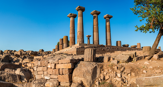Assos - Turkey, Temple - Building, Aegean Sea, Çanakkale Province, Doric, Old Ruin, Backgrounds, Travel, Sea, Sunset, Athena, Turkey - Country
