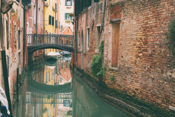 A classic scene of the iconic canals of Venice, Italy.