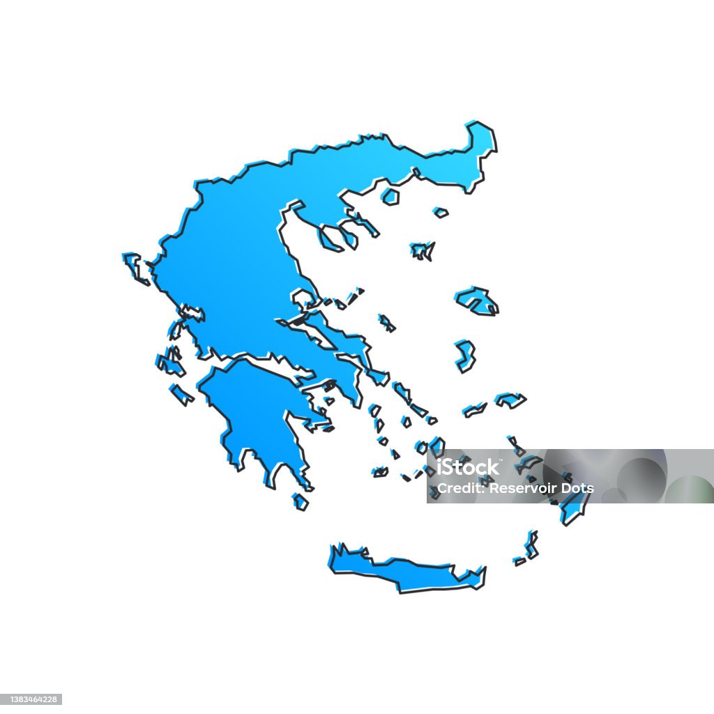 Greece Blue Stylised Map Stock Illustration - Download Image Now ...