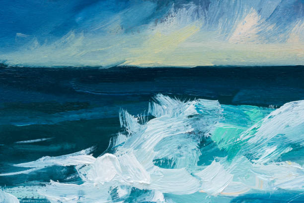 Sea oil painting. Abstract turquoise seascape. Sea oil painting. Abstract turquoise seascape. Impressionism, plein-air sketch, fragment of a wave. The concept of summer, rest. Artistic pictorial background for creative design of postcards, covers. seascape stock pictures, royalty-free photos & images