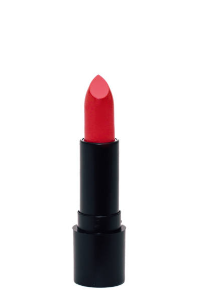 istock Red modern moisturizing lipstick in black base isolated on white background 1383470312