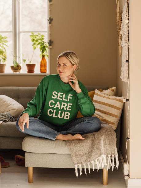 istock Woman in self care sweater mindfulness concept 1383473668