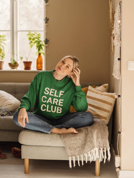 istock Woman in self care sweater mindfulness concept 1383473770