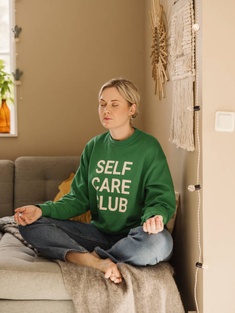 istock Woman in self care sweater mindfulness concept 1383474508