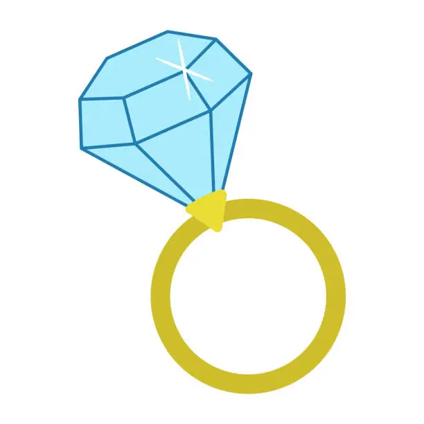 Vector illustration of Golden Sparkling Diamond Ring