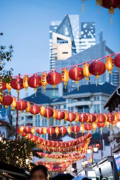 Chinese lanterns. Singapore -September 08,2019: Chinatown in Singapore decorated with Chinese lanterns to celebrate Chinese New Year. chinese lantern lily photos stock pictures, royalty-free photos & images