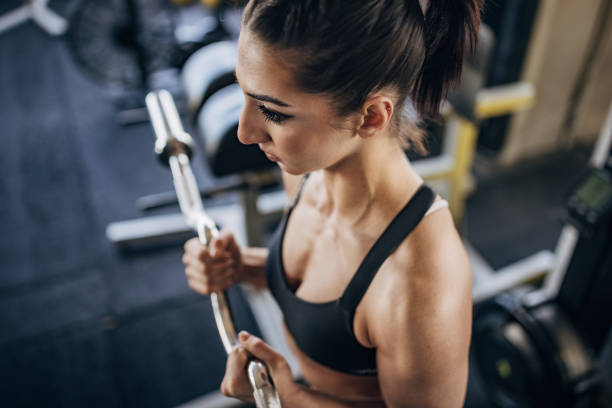 istock Fit woman training in gym 1383486540