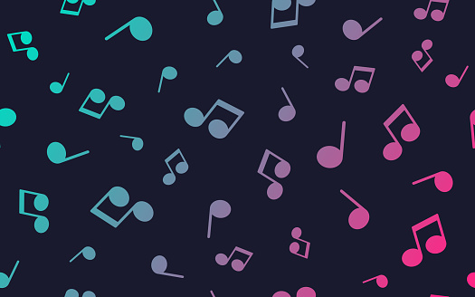 Seamless repeating tileable music and musical notes performance social media dance background.