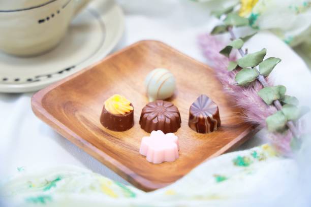 istock Several types of chocolate and tea time at the cafe 1383489628