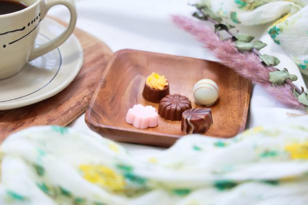 istock Several types of chocolate and tea time at the cafe 1383489651
