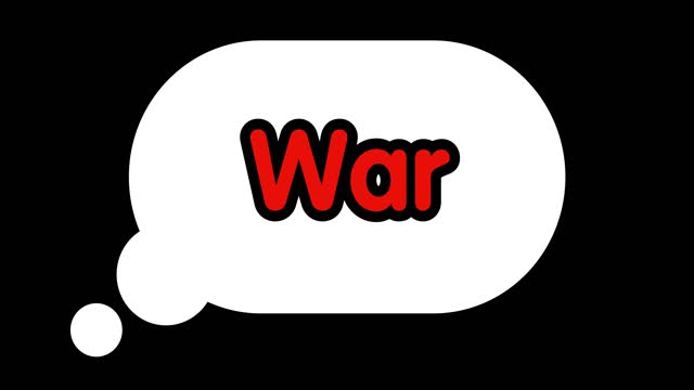 Simple element of a Thought bubble popping up with loading dots and War word.