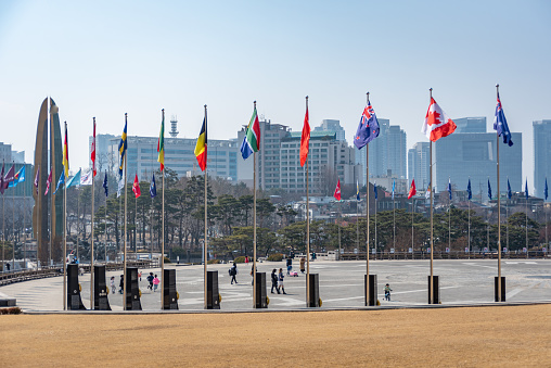 The War Memorial of Korea, a history military museum dedicated to the Korean War in Seoul, South Korea on March 9, 2022