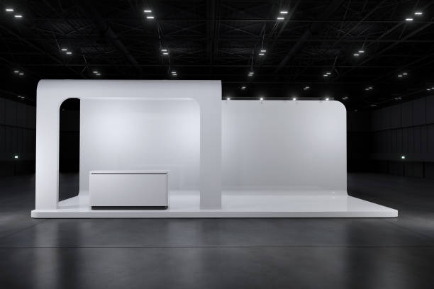 istock Exhibition stand for mockup and Corporate identity,Display design.Empty booth Design.Retail booth elements in Exhibition hall.booth Design trade show.Blank Booth system of Graphic Resources.3d Background for online Event,conference,live.3d render. 1383501641