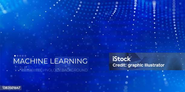 Machine Learning Concept Abstract Blue Particle Background Flow Wave ...