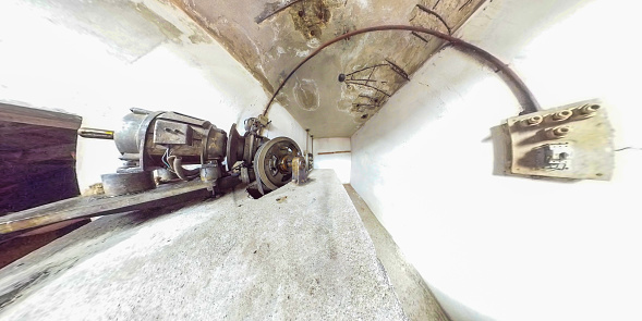 Mechanisms inside an old mill on the shores of Lake Vanadzin in Latvia on August 24, 2020.