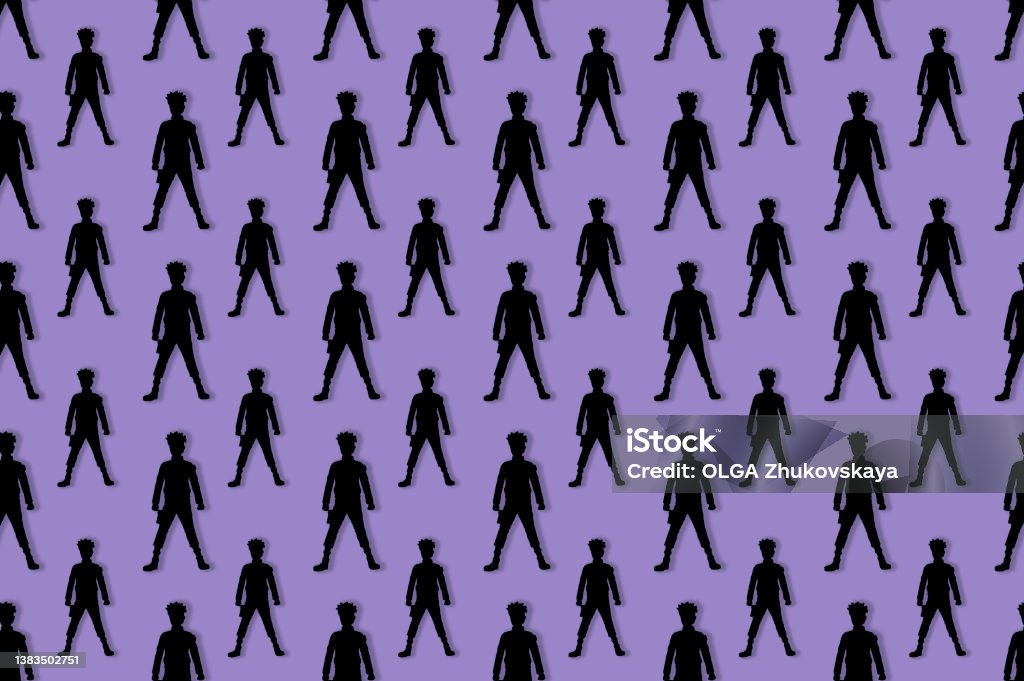 Humman Simple Shadow Human Shadow Seamless Pattern On Purple Background Stock Illustration ...