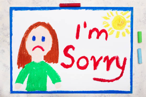 istock Colorful drawing: Sad woman and words: I'm sorry 1383502940